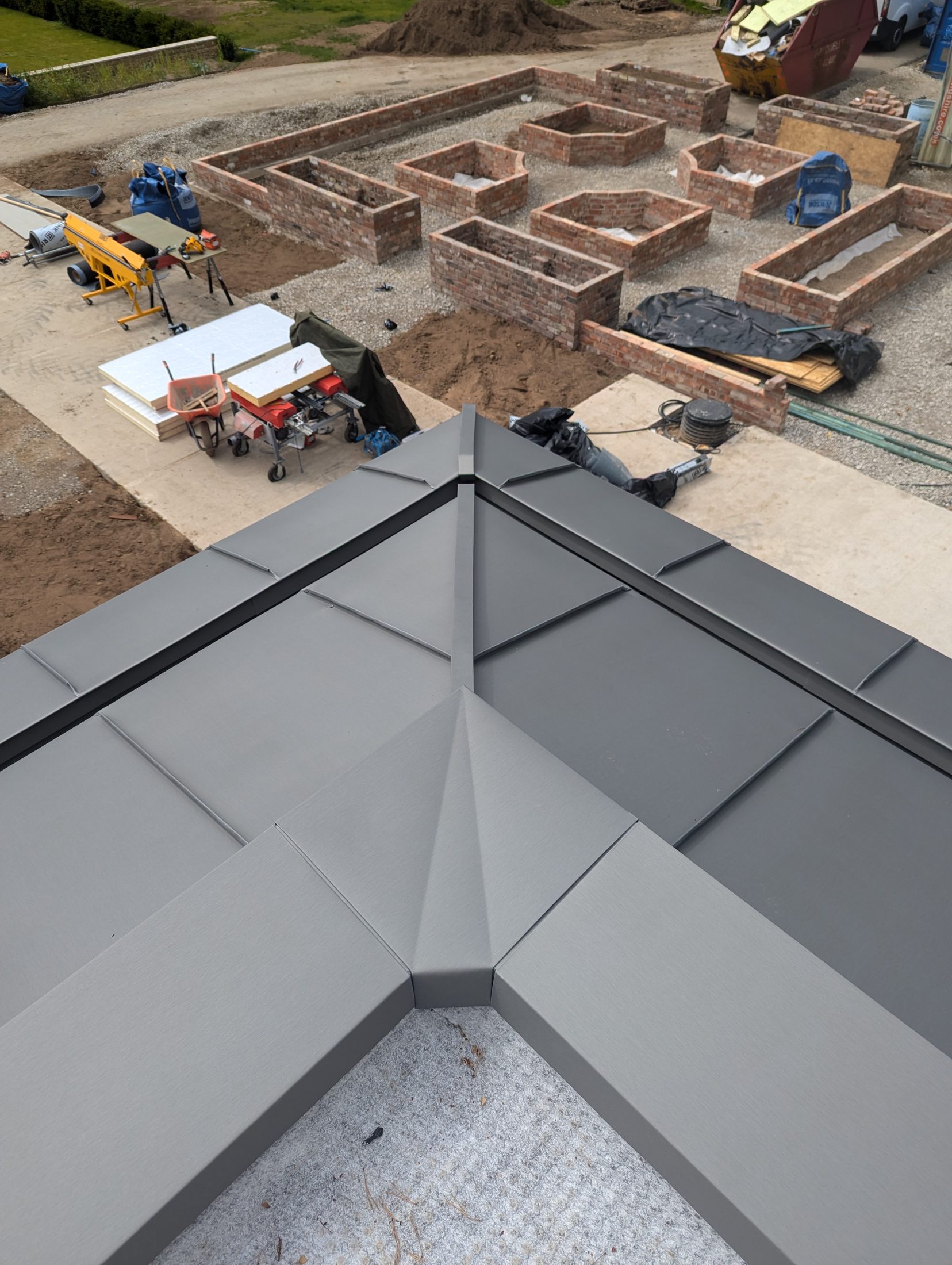 Close-up of a crafted herringbone metal junction by Copperclad