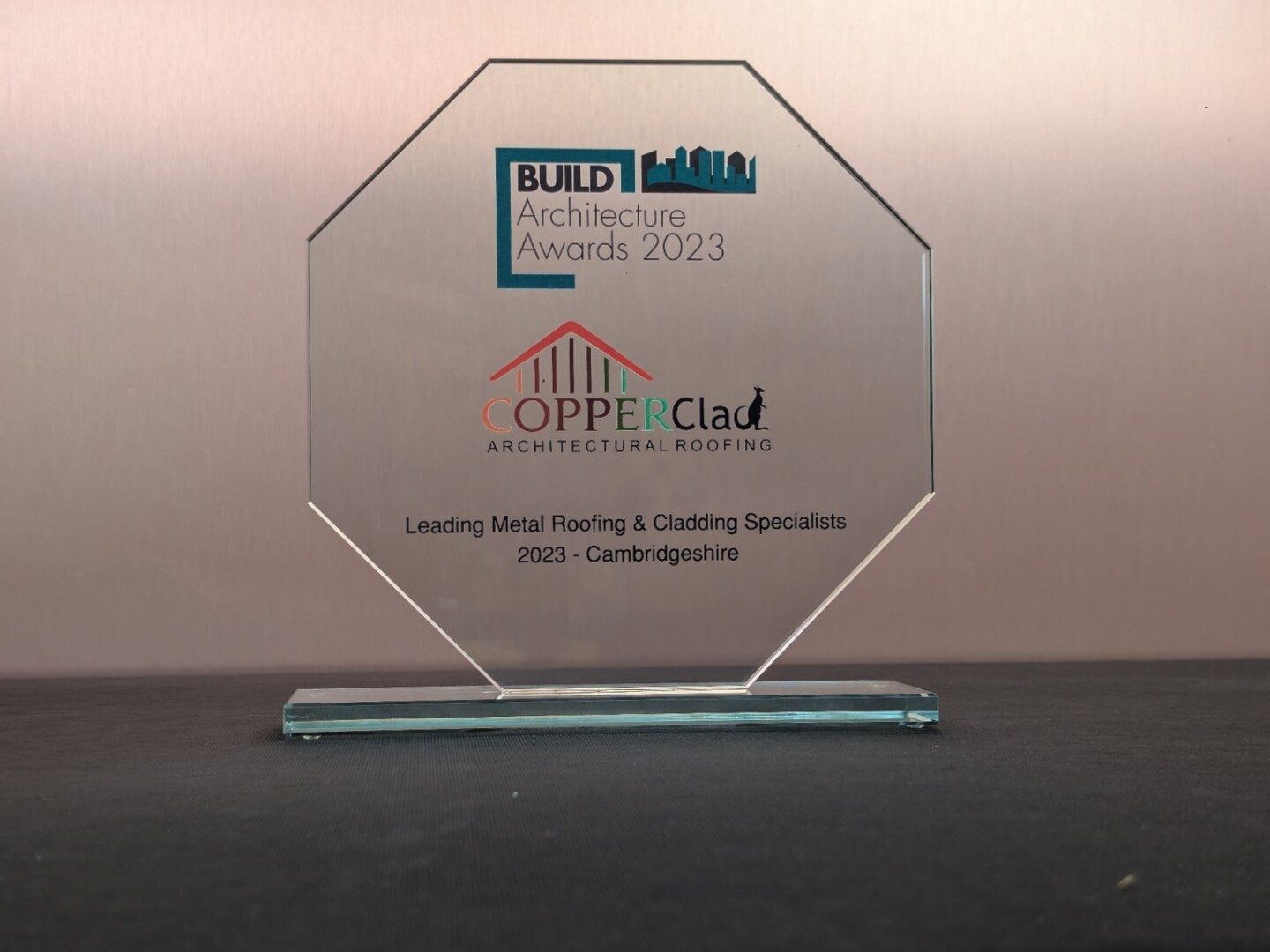 Copperclad BUILD Architecture Awards 2023 trophy — Leading Metal Roofing and Cladding Specialists 2023 Cambridgeshire
