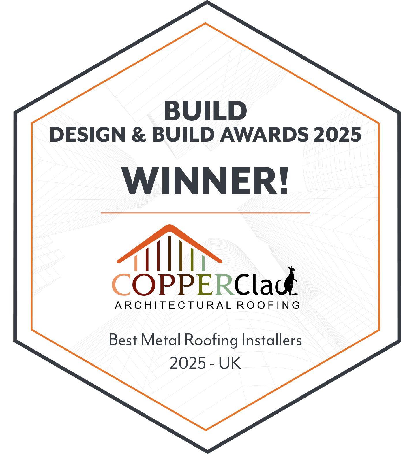 BUILD Design & Build Awards 2025 Winner badge for Copperclad